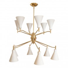 Two tier brass twelve arm chandelier 